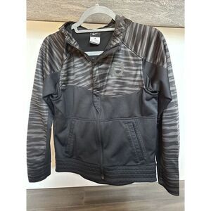 Nike Jacket Boys Extra Large Black Zebra Zip Up Hooded KD Logo Youth Long Sleeve